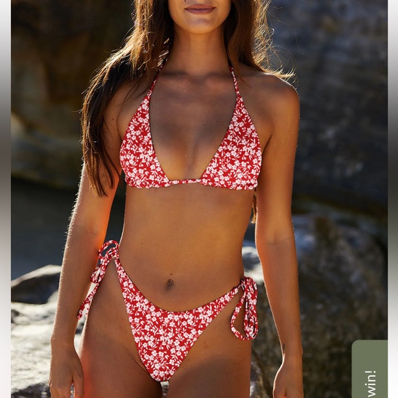 Berlook Other - Berlook Red Reversible Tie Floral Bikini Set, Size S, NWT
